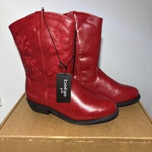 Bebe Girls Red Cowboy Boots - Size 7 - BRAND NEW